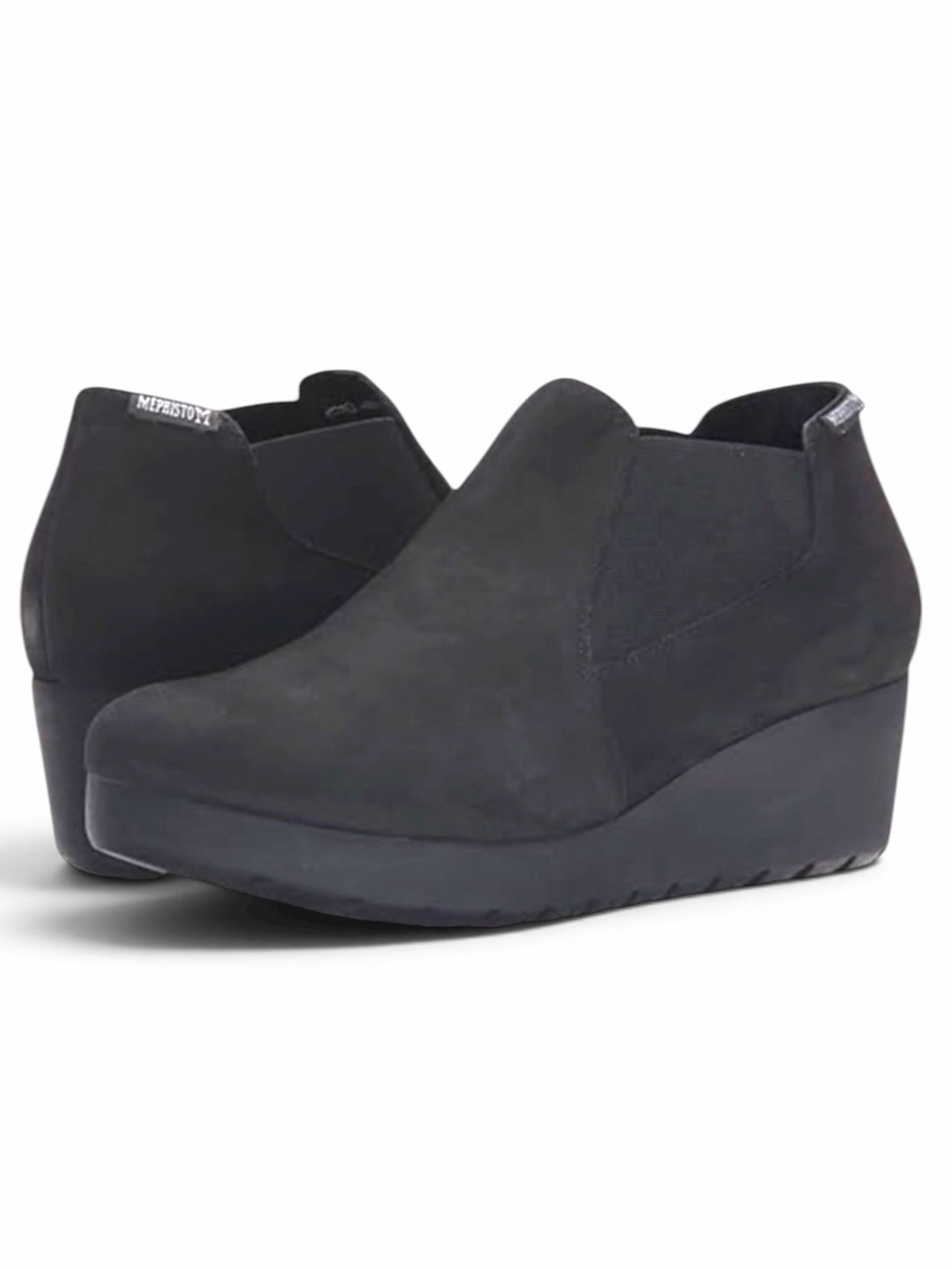 Mephisto Tosca Black Nubuck Leather Chelsea Wedge Platform Ankle Boots 8